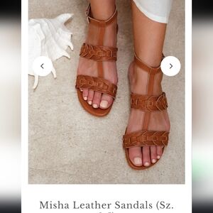 New Elf Vintage Camel Misha Leather Sandals Sz 8